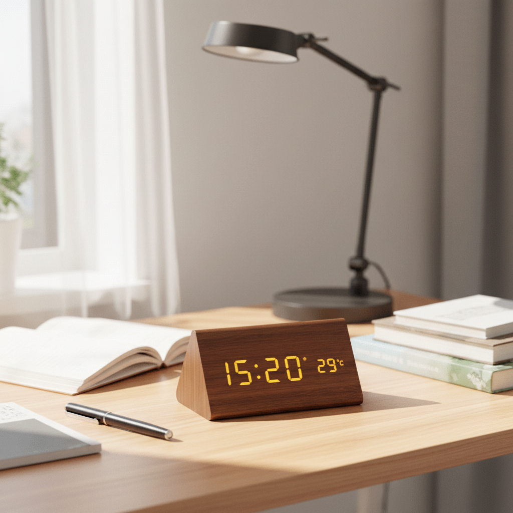 Woodsense | Elegante LED-Holzuhr mit Sprachsteuerung 2