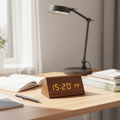 Woodsense | Elegante LED-Holzuhr mit Sprachsteuerung 2