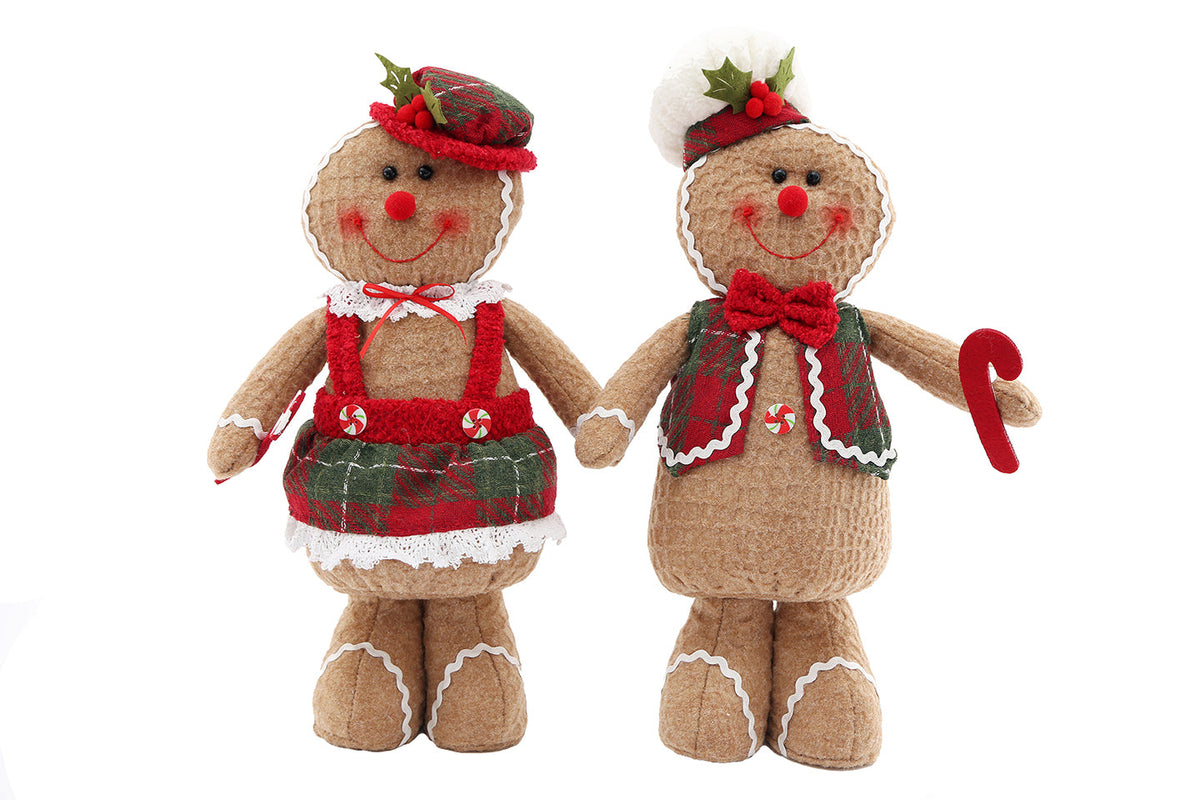 Gingora | Lebkuchenfigur aus Stoff, 38 cm, als Mann, Frau oder 2er-Set