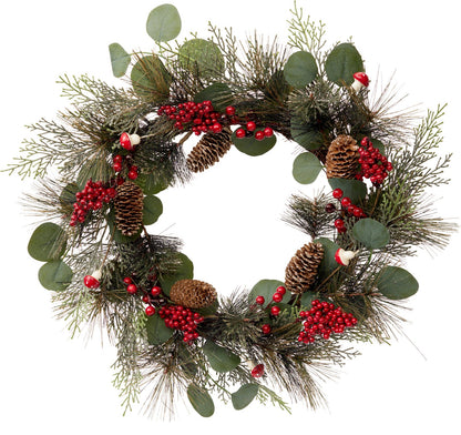 Silvanta | Türkranz Weihnachten mit Zapfen, Beeren und Fliegenpilzen