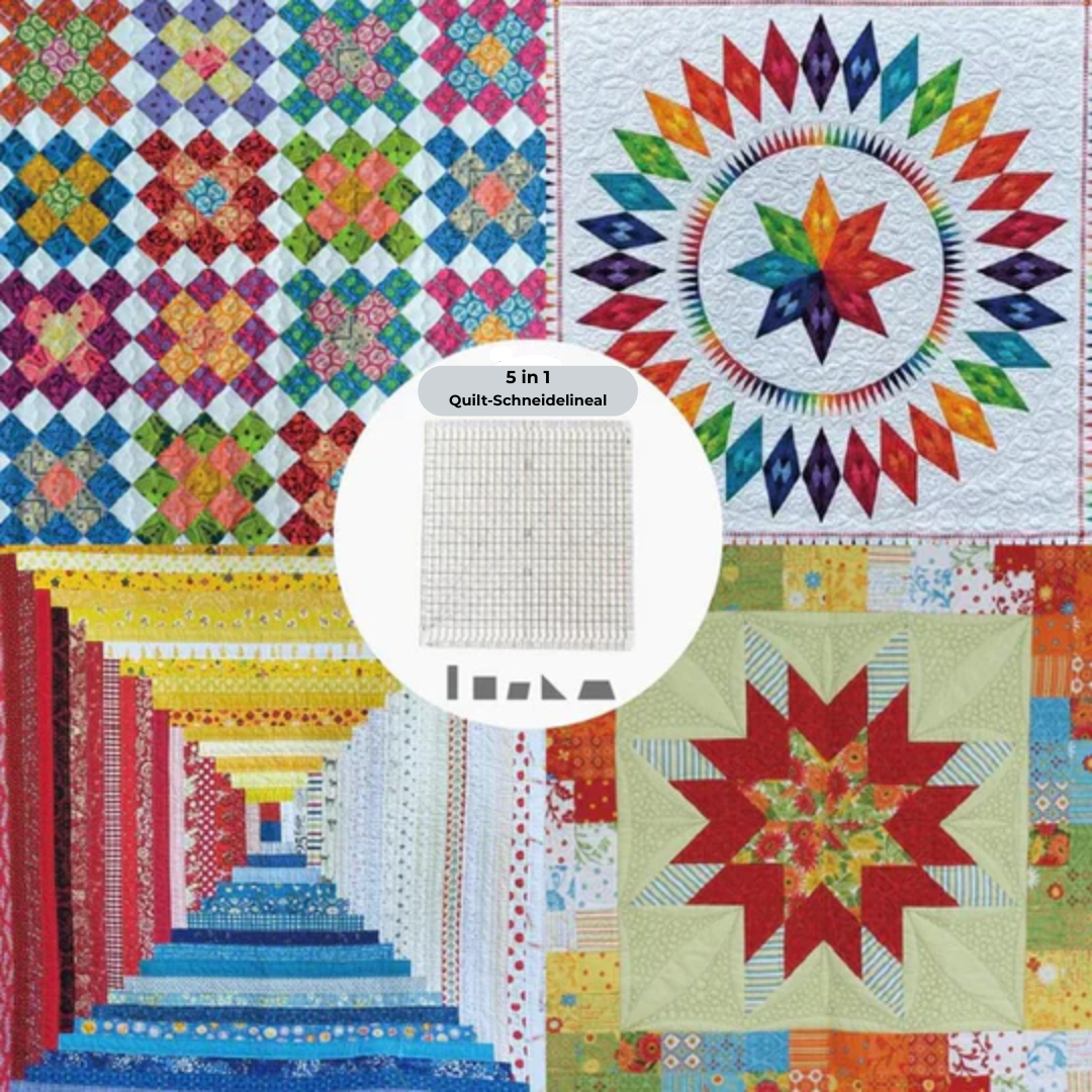 QuiltMate | Righello per patchwork fino a 6 strisce di tessuto, con tappetino da taglio