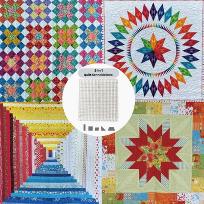 QuiltMate | Righello per patchwork fino a 6 strisce di tessuto, con tappetino da taglio