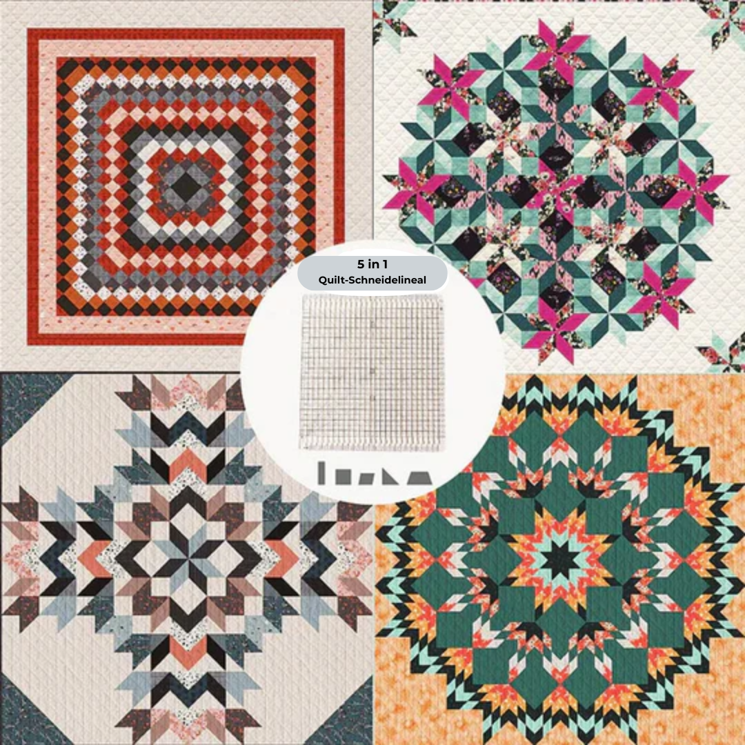 QuiltMate | Righello per patchwork fino a 6 strisce di tessuto, con tappetino da taglio