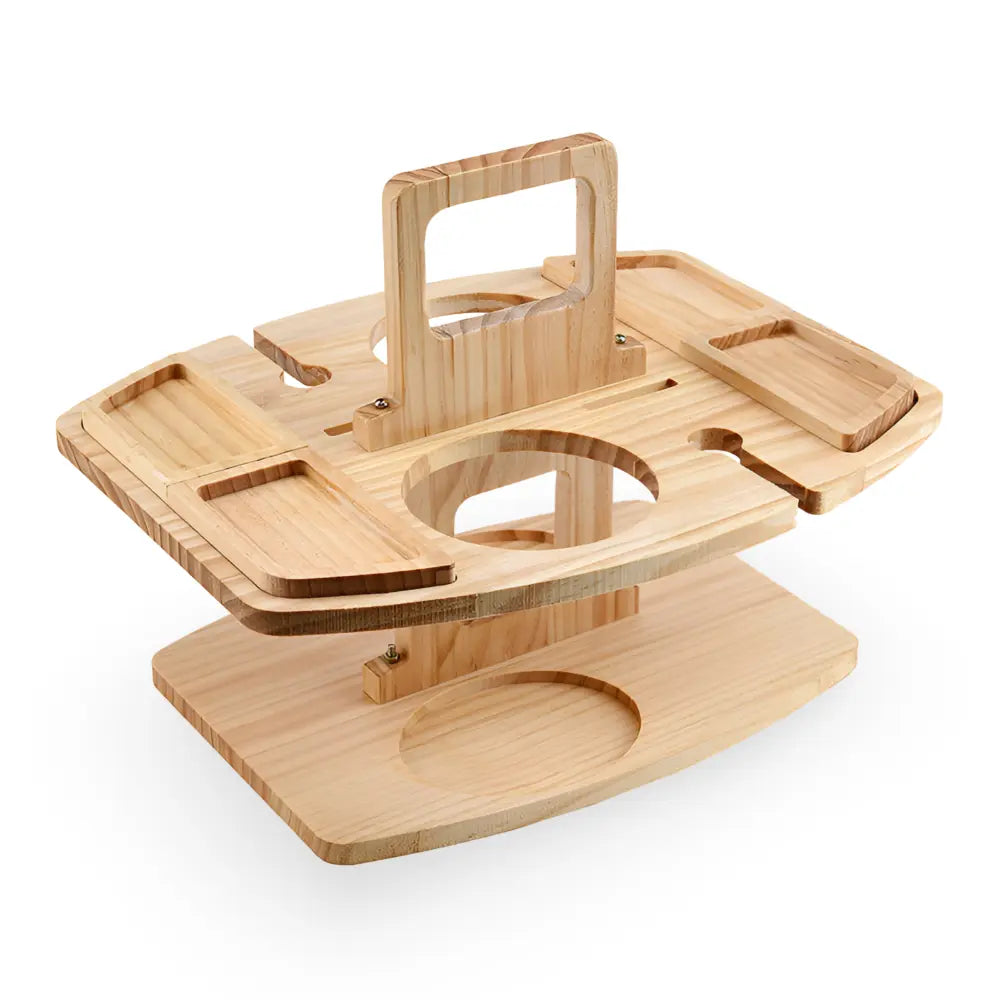 Zorenza | Klappbarer Picknicktisch aus Holz mit Wein- und Snackfächern 7
