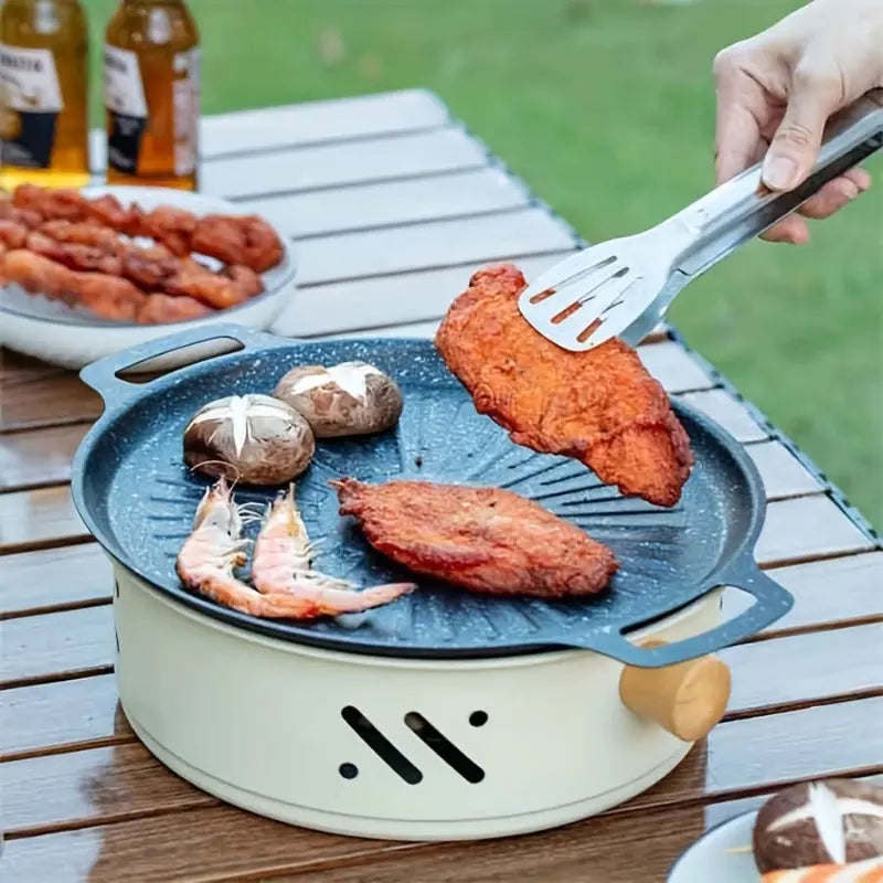 Zorenza | Tragbarer Holzkohlegrill mit Edelstahlrost und Holzgriffen 4