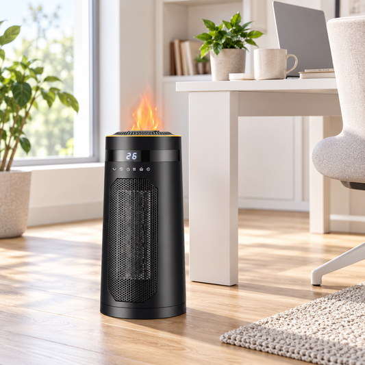 Ignavio | Keramik Heizlüfter 1500 W mit Flammeneffekt und Befeuchter