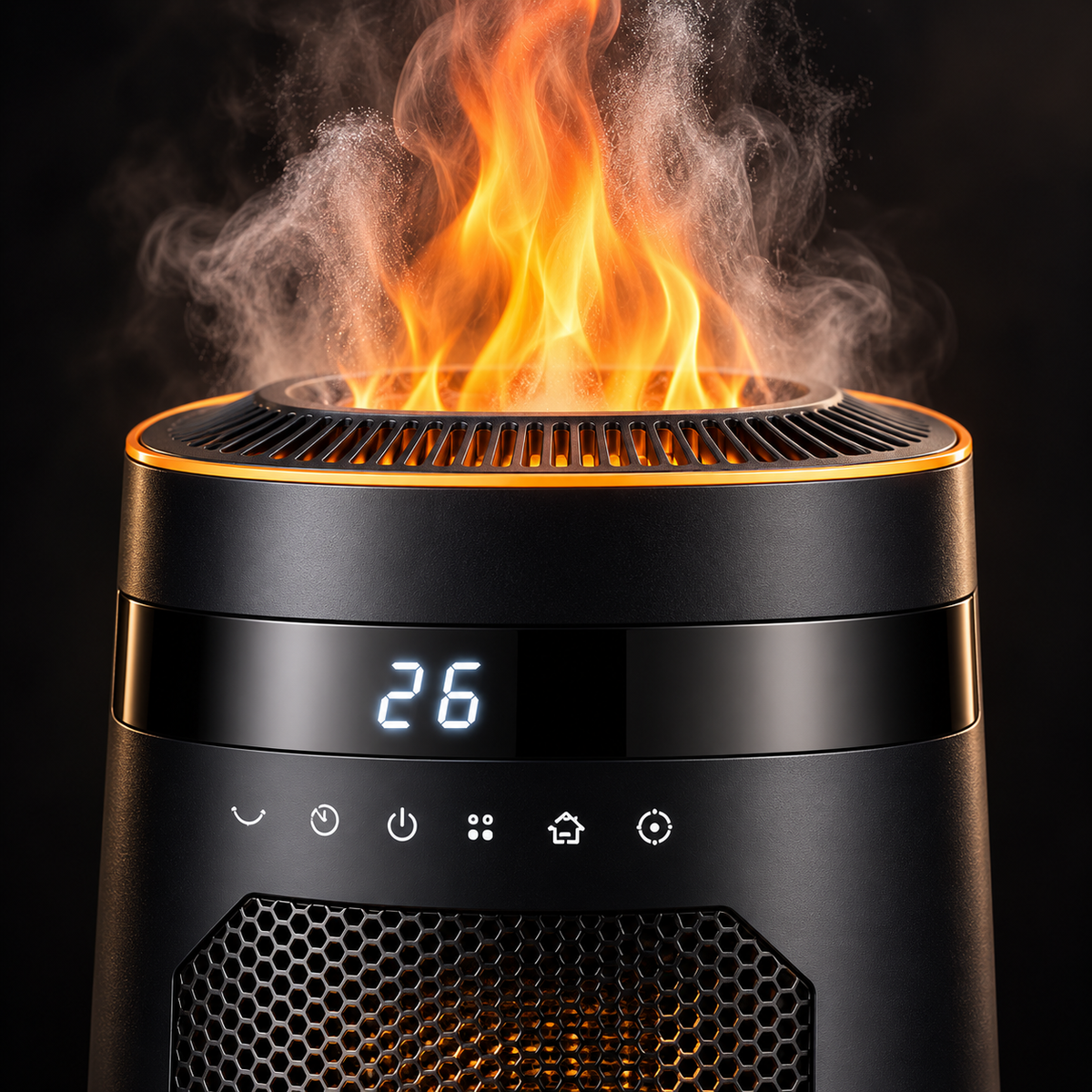 Ignavio | Calefactor cerámico 1500 W con efecto llama y humidificador