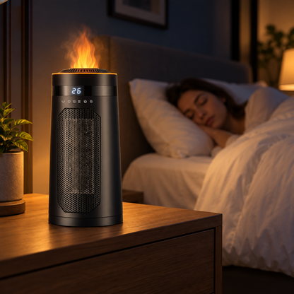 Ignavio | Calefactor cerámico 1500 W con efecto llama y humidificador