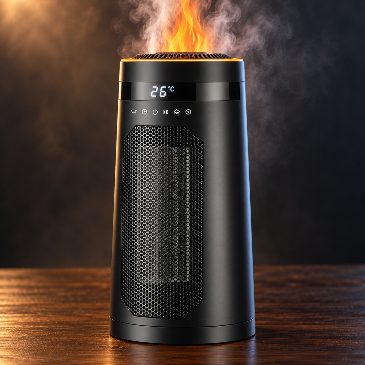 Ignavio | Calefactor cerámico 1500 W con efecto llama y humidificador