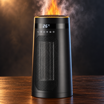 Ignavio | Calefactor cerámico 1500 W con efecto llama y humidificador