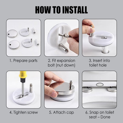 Montiva | Kit de fijación para asiento de inodoro con tacos y tapas de inox