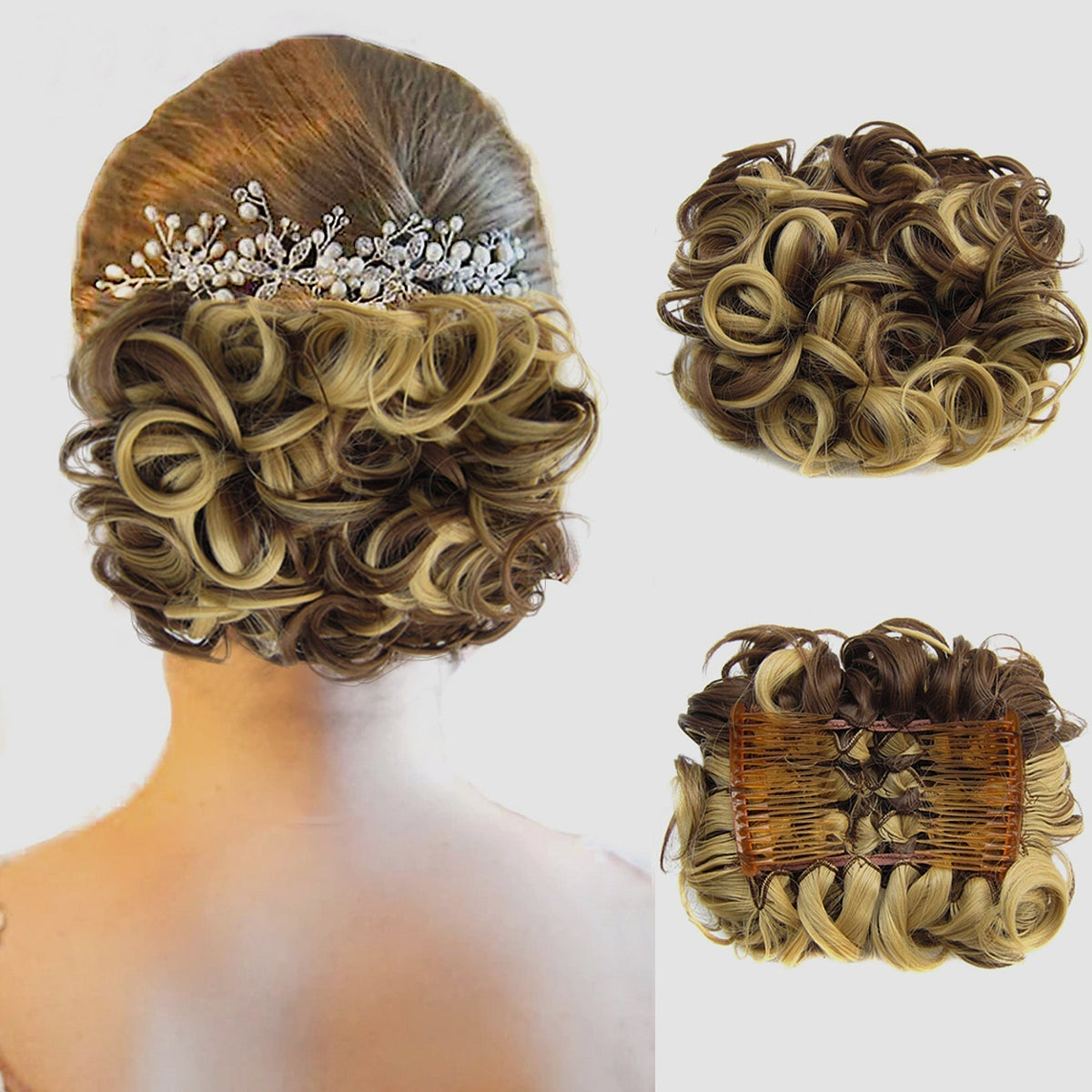 Duttina | Lockiger Messy-Bun-Haarteil mit Gummiband, 2er-Set