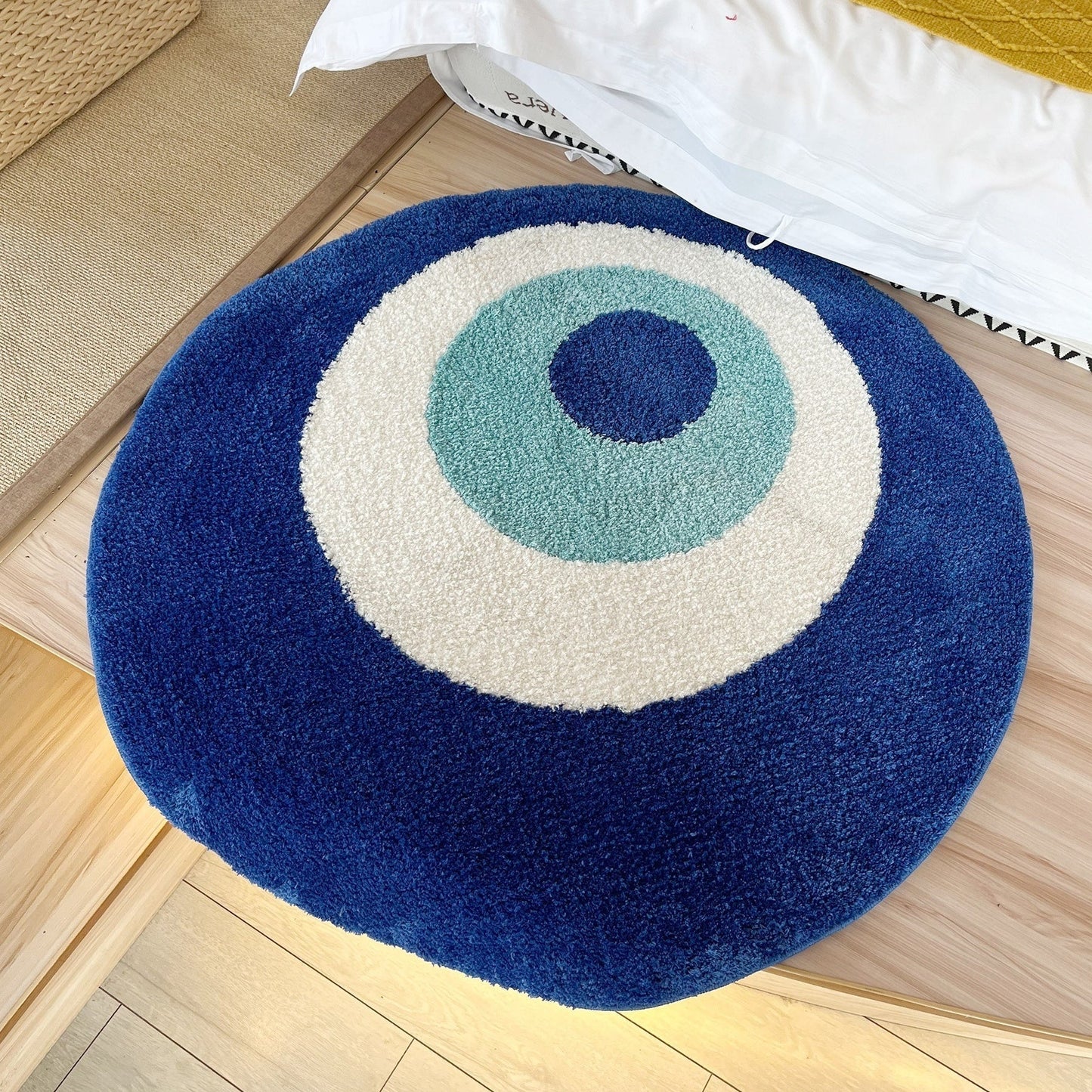 LunaWeave | Tappeto circolare con simbolo | Design spirituale, morbido e lavabile – Armonia stilosa per la tua casa