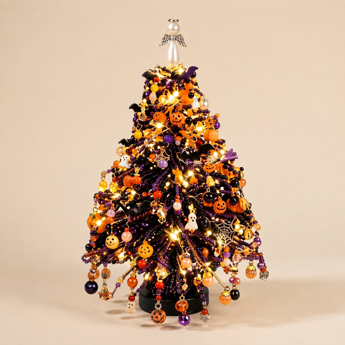 Perlvio | Decorazione natalizia albero di perline da creare con catena luminosa LED, circa 25 cm