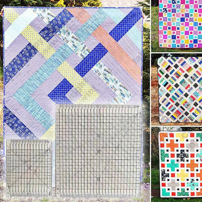 QuiltMate | Righello per patchwork fino a 6 strisce di tessuto, con tappetino da taglio