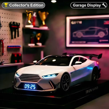 Vroomera | Wecker in Sportwagen-Optik mit Motorsound, LED-Anzeige und Nebeleffekt