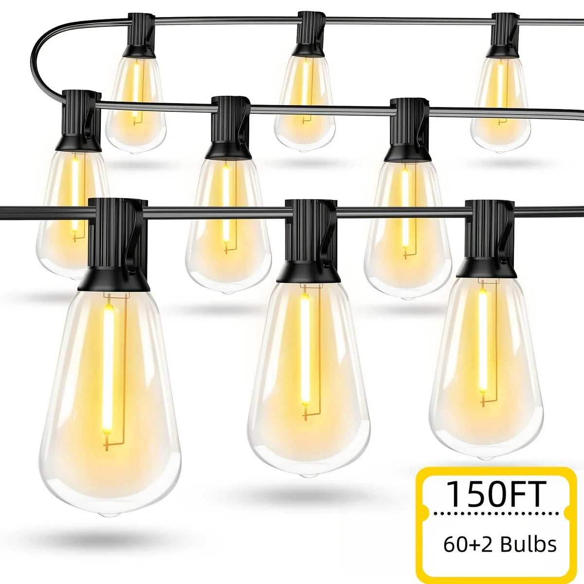 Terrava | LED Außen-Lichterkette mit Glühbirnen, wasserdicht, bis 45 m