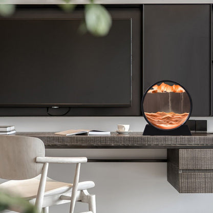 Dunvia | Bewegtes Sandbild im Glasrahmen als Dekoration für Schreibtisch und Regal