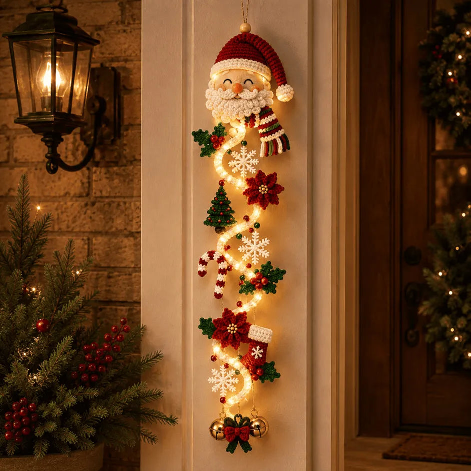 Merrilum | Decorazione natalizia luminosa da appendere alla porta, 120 cm, 6 motivi