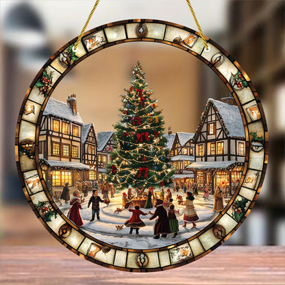Winora | Christmas decor window hanging made of acrylic with Christmas village