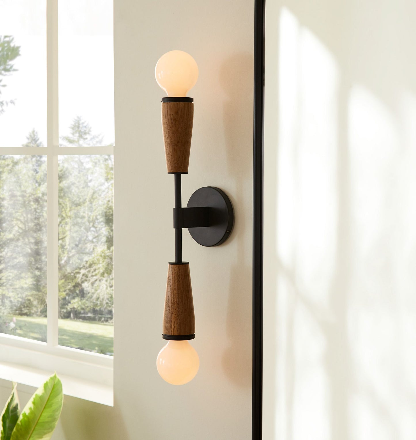Lampada da parete in vetro a due fiamme – Elegante design retrò con metallo e portalampada E27