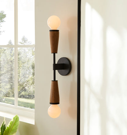 Lampada da parete in vetro a due fiamme – Elegante design retrò con metallo e portalampada E27