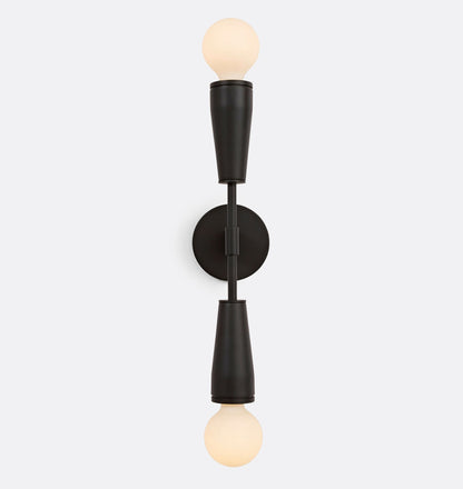 Lampada da parete in vetro a due fiamme – Elegante design retrò con metallo e portalampada E27
