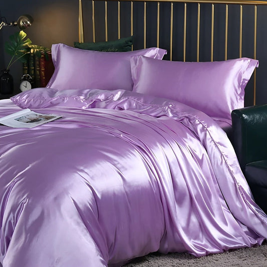 Juego de ropa de cama de seda antibacteriana con funda transpirable