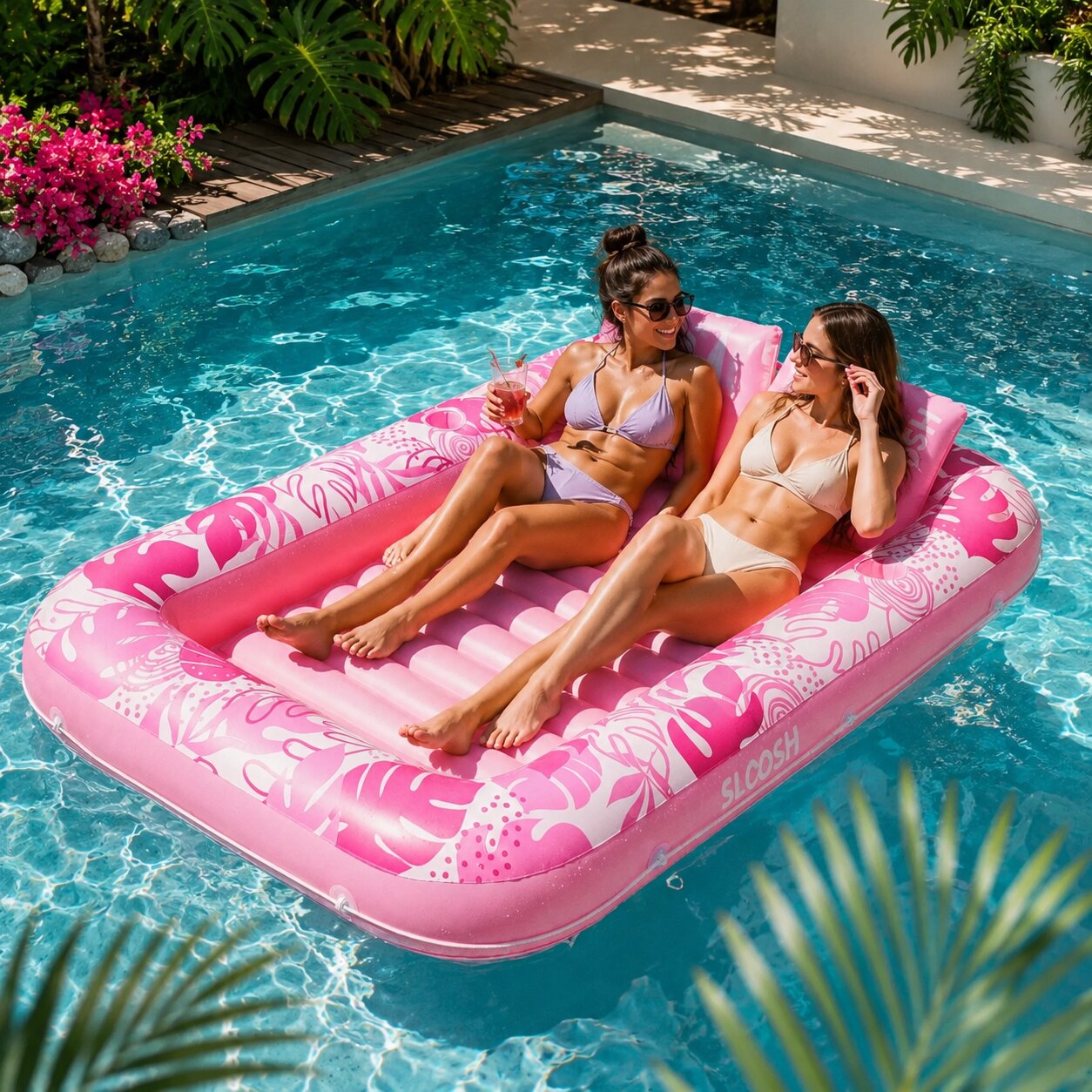 Aufblasbare Pool Schwimmliege | Große Luftmatratze 178 x 117 cm für Pool, Strand & Outdoor Relaxen | Aqualiege