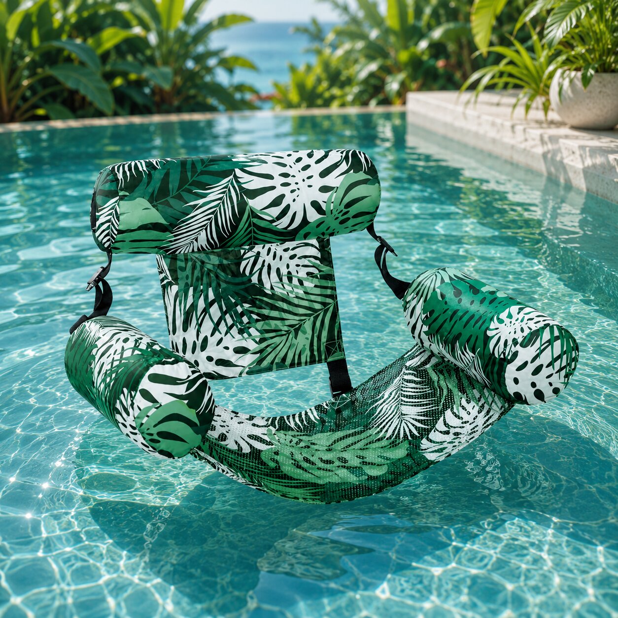Fauteuil de piscine gonflable avec siège en filet | Fauteuil de piscine pour se détendre, flotter et relaxer dans l'eau