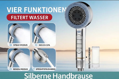 AquaJet PowerDuschkopf | Hochdruck-Handbrause mit 5 Strahlarten
