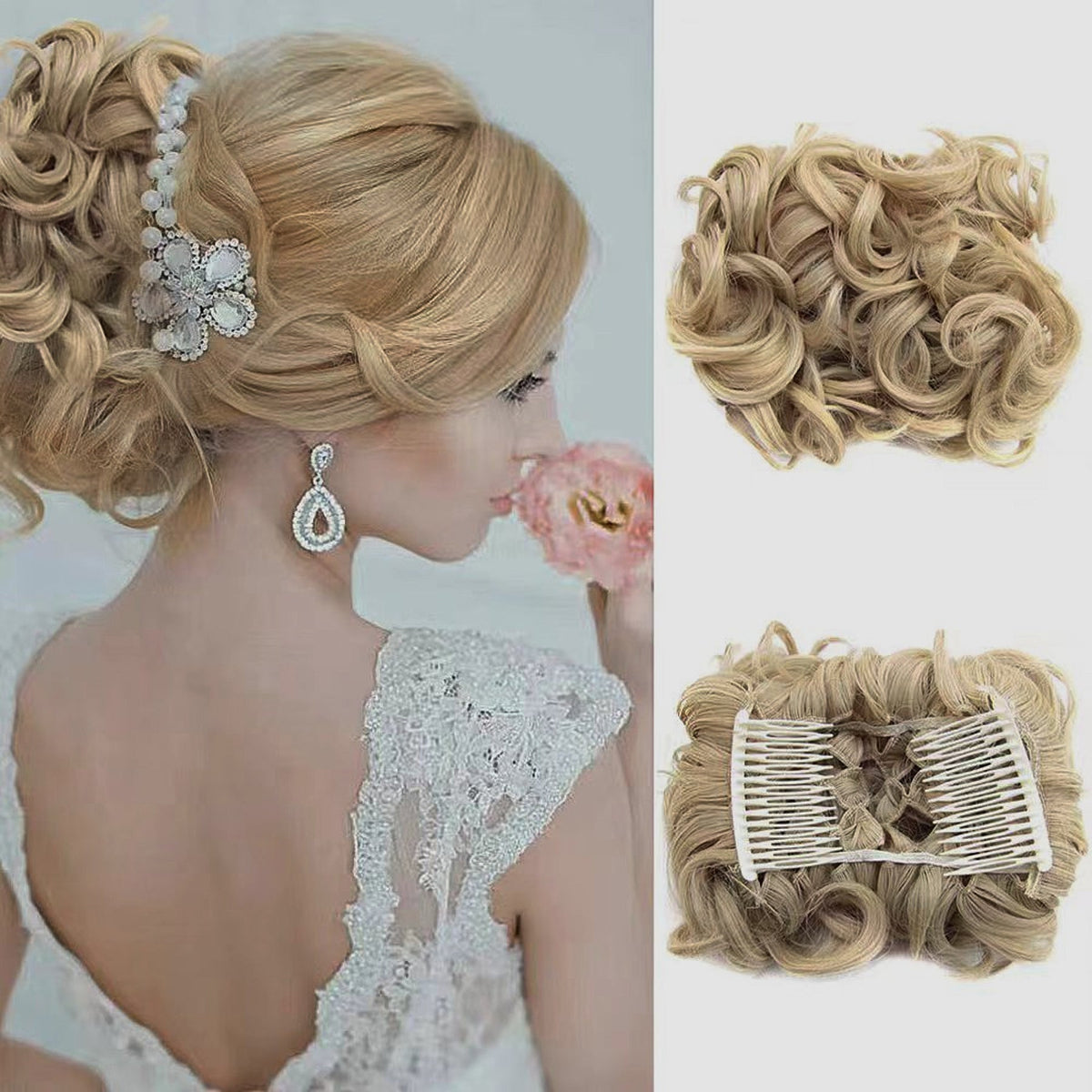 Duttina | Lockiger Messy-Bun-Haarteil mit Gummiband, 2er-Set