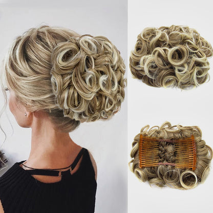 Duttina | Lockiger Messy-Bun-Haarteil mit Gummiband, 2er-Set