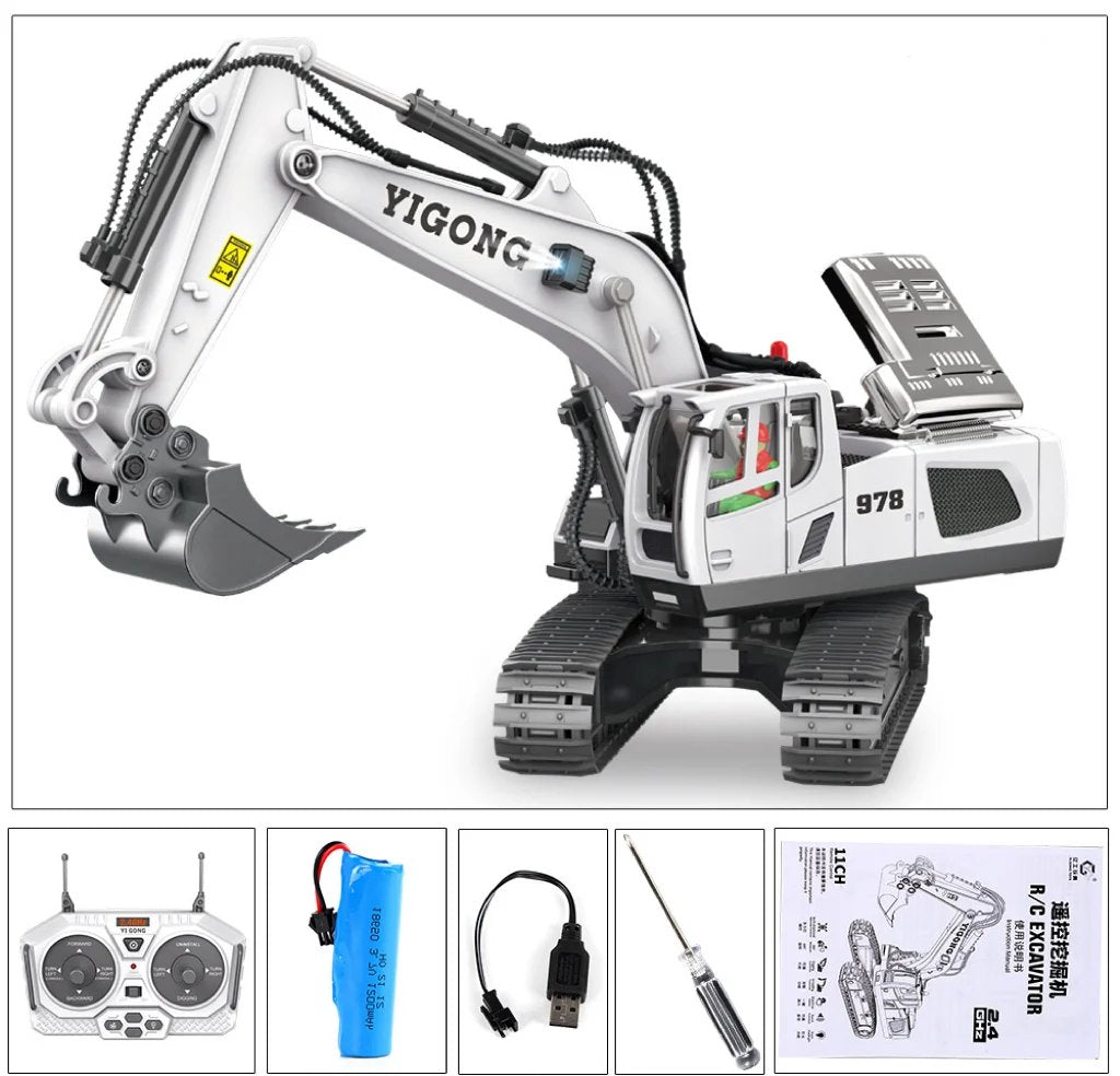 Baggaro | escavatore idraulico radiocomandato 1:20 in alluminio CNC con 18 canali e batteria