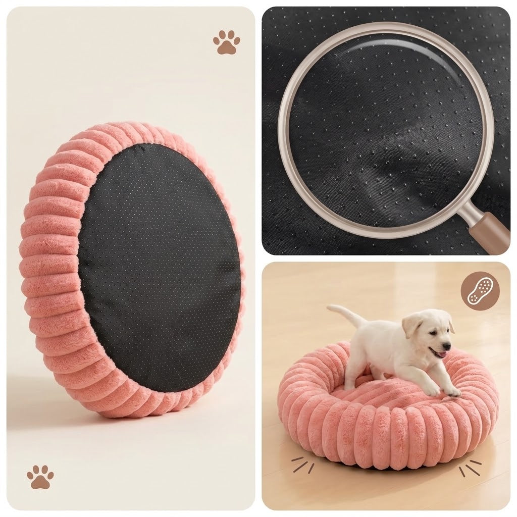 Kuschio | Cuccia rotonda in peluche per cani con bordo morbido, lavabile, Ø 40–80 cm