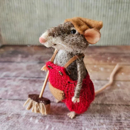 Pipsela | Handgefertigter Weihnachtsanhänger Filzmaus aus Wolle, 7,5 cm