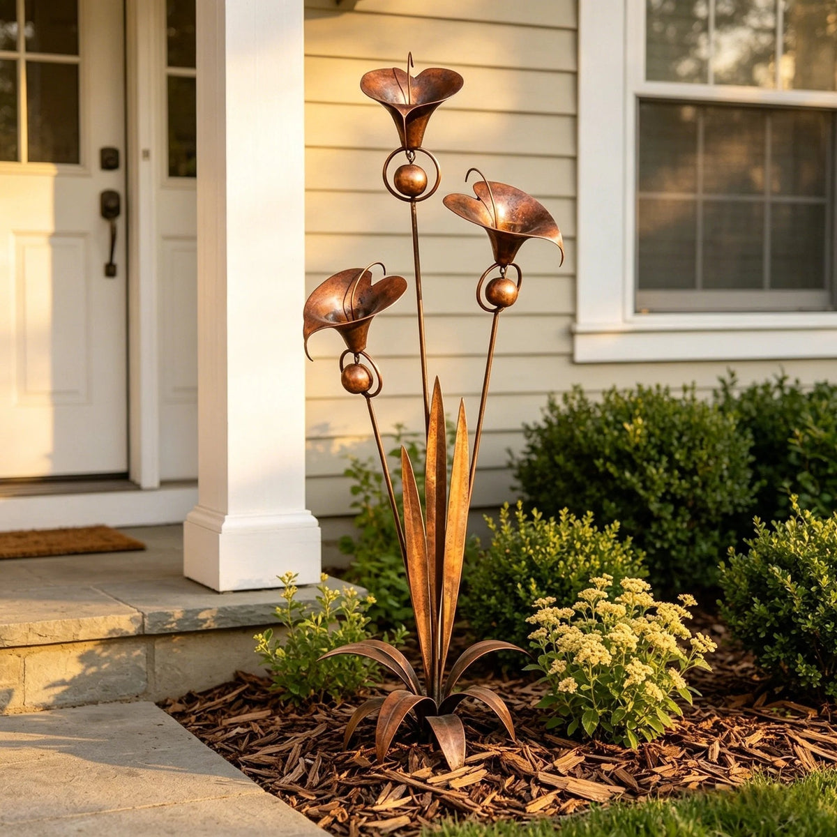 Calvessa | Gartenstecker mit Calla-Blüten und Glocken aus Eisen, 120 cm