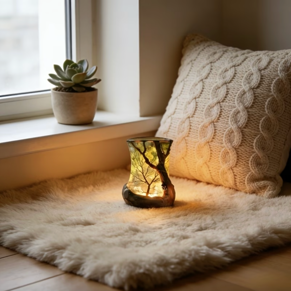 Sylvara | Tischlampe kabellos mit Baumschatten-Projektion und LED-Licht