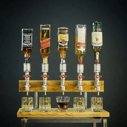 BarrelTap Spender | Distributeur de boissons en bois avec robinet en laiton pour whisky, vin et liqueurs