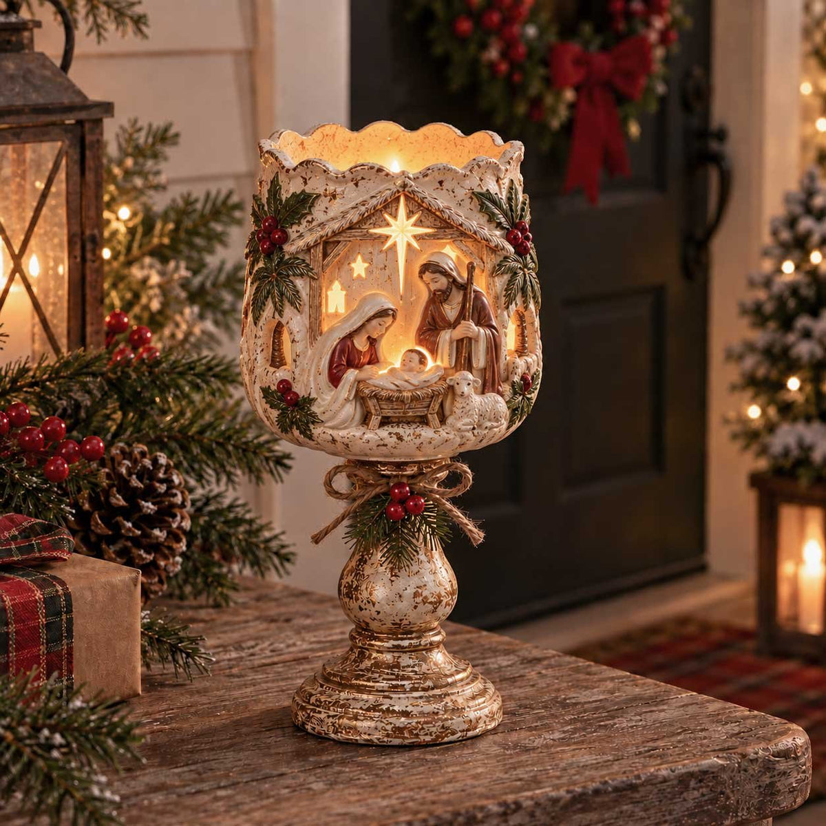 Renita | Kerzenhalter Weihnachten für LED-Teelicht in nostalgischer Antik-Optik