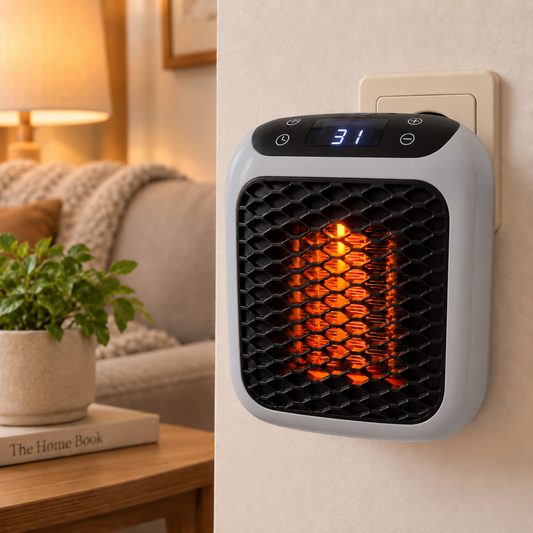 Warmelo | Steckdosen-Heizlüfter 400 W mit Thermostat 15–32 °C und Display