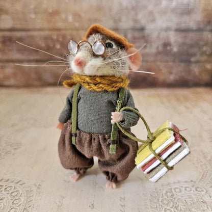Pipsela | Handgefertigter Weihnachtsanhänger Filzmaus aus Wolle, 7,5 cm