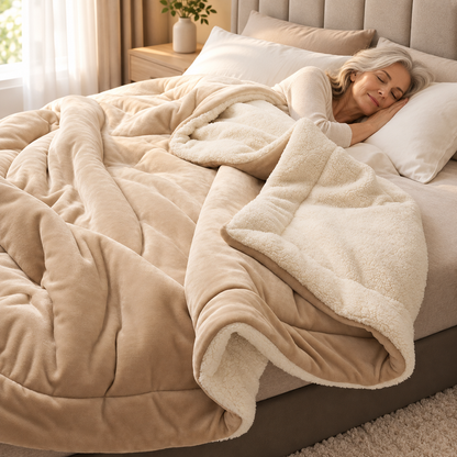Kuschova | Coperta morbida double-face in micropile e sherpa, 200 × 230 cm