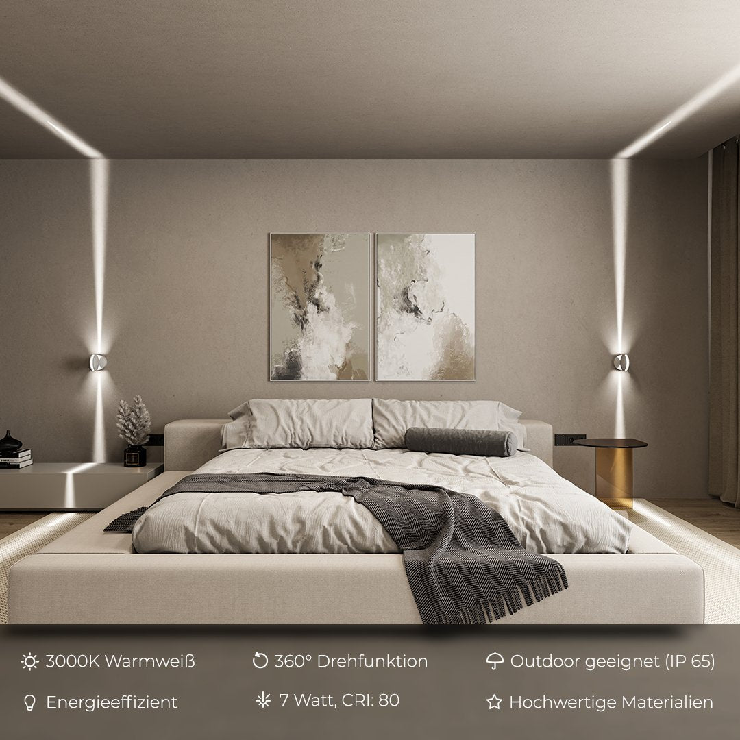 LuxeBeam | LED Wandleuchte innen mit 360° drehbarem Lichtelement