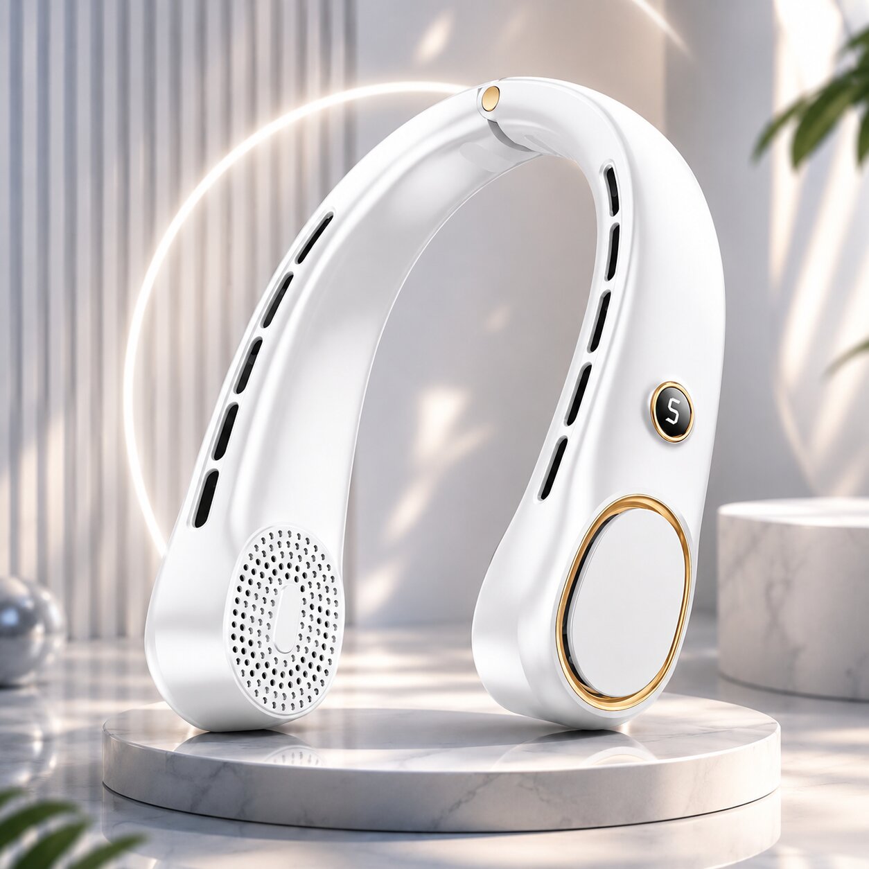 Leiser Bladeless Nackenventilator zum Umhängen | Halsventilator mit 3 Stufen, 4000 mAh Akku & USB | NackenAire