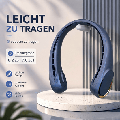 Leiser Bladeless Nackenventilator zum Umhängen | Halsventilator mit 3 Stufen, 4000 mAh Akku & USB | NackenAire