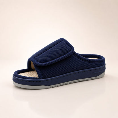 Cordino | Pantofole extra larghe in velluto a coste con chiusura in velcro e soletta imbottita