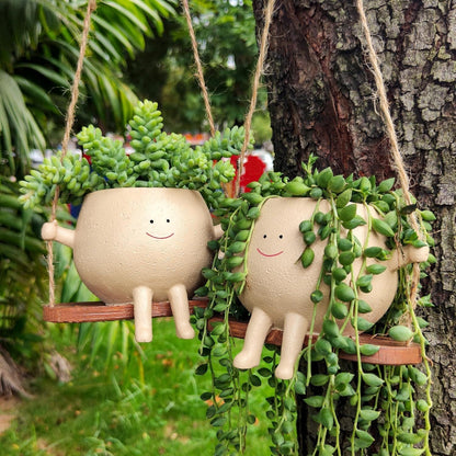 Liva Swing | Vaso sospeso smiley in resina per balcone e giardino