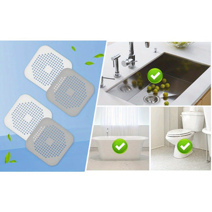 Siebora | Filtro di scarico in silicone con ventose per doccia e lavandino, set da 4