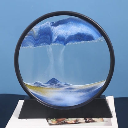Dunvia | Bewegtes Sandbild im Glasrahmen als Dekoration für Schreibtisch und Regal